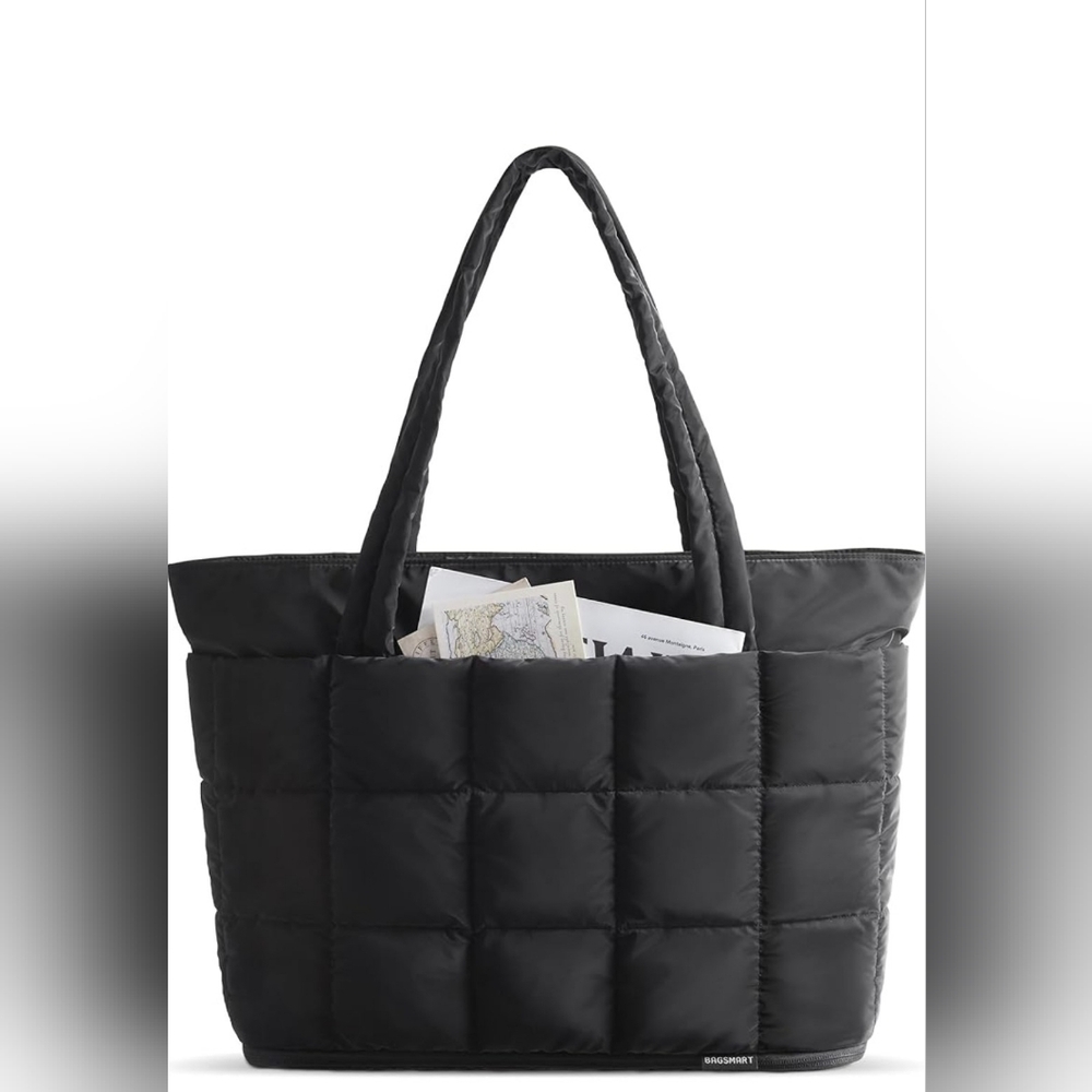 Stylish Black Quilted Tote Bag